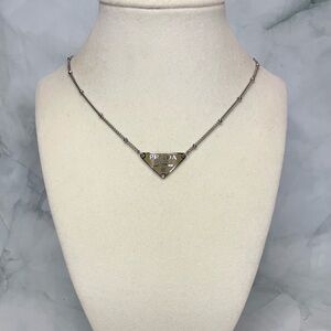 Upcycled Bronze & Silver Triangle Plate Satellite Chain Necklace